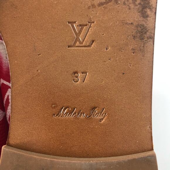 Louis Vuitton Escale Palma Degrade Red LV Monogram Thong Flats Sandals 37 - Picture 10 of 11